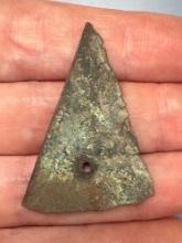 Larger 1 5/8" Perforated Brass Triangle Point, Iroquoian Trade Point, Found in New York