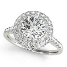 Certified 1.27 Ctw SI2/I1 Diamond 14K White Gold Engagement Halo Ring