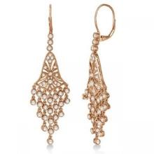 Bezel-Set Dangling Chandelier Diamond Earrings 14K Rose Gold 2.27ctw