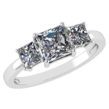 1.26 Ctw Princess Cut Diamond 14k White Gold Simple Ring