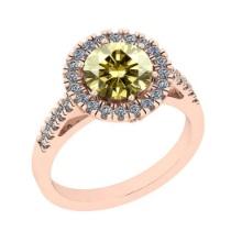 Certified 2.25 Ctw SI1/SI2 Natural Light Fancy Yellow And White Diamond 14K Rose Gold Anniversary Ha