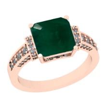 2.55 Ctw VS/SI1 Emerald And Diamond 18K Rose Gold Engagement Ring