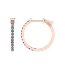0.60 Ctw SI2/I1 Diamond Prong Set 14K Rose Gold Huggie Earrings