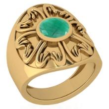 1.25 Ctw Emerald Style Prong Set 14K Yellow Gold Antique Style Solitaire Ring