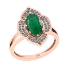 2.46 Ctw VS/SI1 Emerald And Diamond 18K Rose Gold Vintage Style Ring