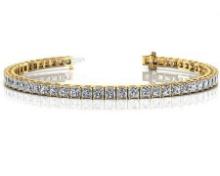 CERTIFIED 14K YELLOW GOLD 12 CTW G-H SI2/I1 CLASSIC FOUR PRONG DIAMOND TENNIS BRACELET MADE IN USA