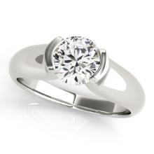 Certified 0.90 Ctw SI2/I1 Diamond 14K White Gold Solitaire Ring