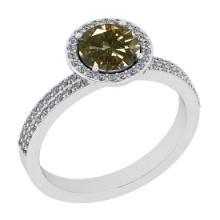 Certified 1.45 Ctw SI1/SI2 Natural Fancy Light Brown Yellow And White Diamond 14K White Gold Engagem