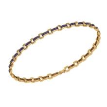 6.50 Ctw SI2/I1 Blue Sapphire And Diamond 14K Yellow Gold Bracelet