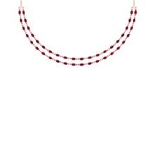 10.50 Ctw Ruby 14K Rose Gold Double layer Necklace