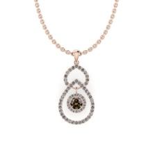 Certified 3.08 Ctw SI1/SI2 Natural Fancy Brown Yellow And White Diamond 14K Rose Gold Pendant