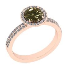 Certified 1.45 Ctw SI1/SI2 Natural Fancy Light Brown Yellow And White Diamond 14K Rose Gold Engageme