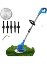 String Trimmer/Edger, Geevorks 21V Electric Weed Eater Telescopic Cordless Grass Trimmer with 2 Pcs