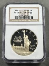 1986S Ellis Island Commemorative Dollar in PF69 Ultra Cameo NGC holder
