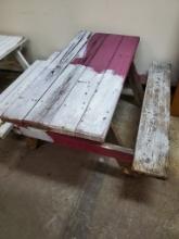 Small white/red Picnic Table