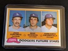 1981 Topps Jack Perconte Mike Scioscia Fernando Valenzuela RC #302 Dodgers