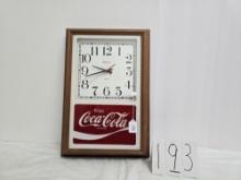 Wooden Frame Hanover Quartz Coca Cola Clock Good Condition Battery Operated