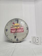 Working Round Sunoco Race Light-up Electric Analog Clock