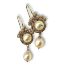 Antique Gold Filigree and Pearl Earrings