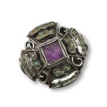 Vintage Mexican "Matilda" Turquoise and Amethyst Sterling Silver Ring