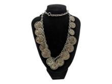 Ladies Silver Coin Necklace - Appears to be replica - Greek Coins