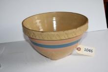 Crock bowl-pink & blue stripe