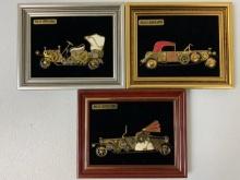 ROLLS-ROYCE LOT OF 3 WALL ART FRAMED PLAQUES MADE FROM ANTIQUE WATCH PARTS