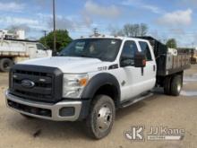 2013 Ford F550 4x4 Crew-Cab Flatbed Truck Runs, Moves, Rust , Cracked Windshield
