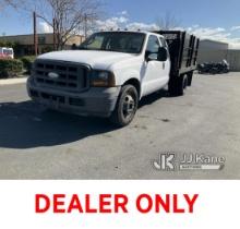 2005 Ford F350 Extended-Cab Stake Truck Runs & Moves With Jump, bad Battery, Runs Rough