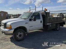 1999 Ford F450 Flatbed Truck Runs & Moves