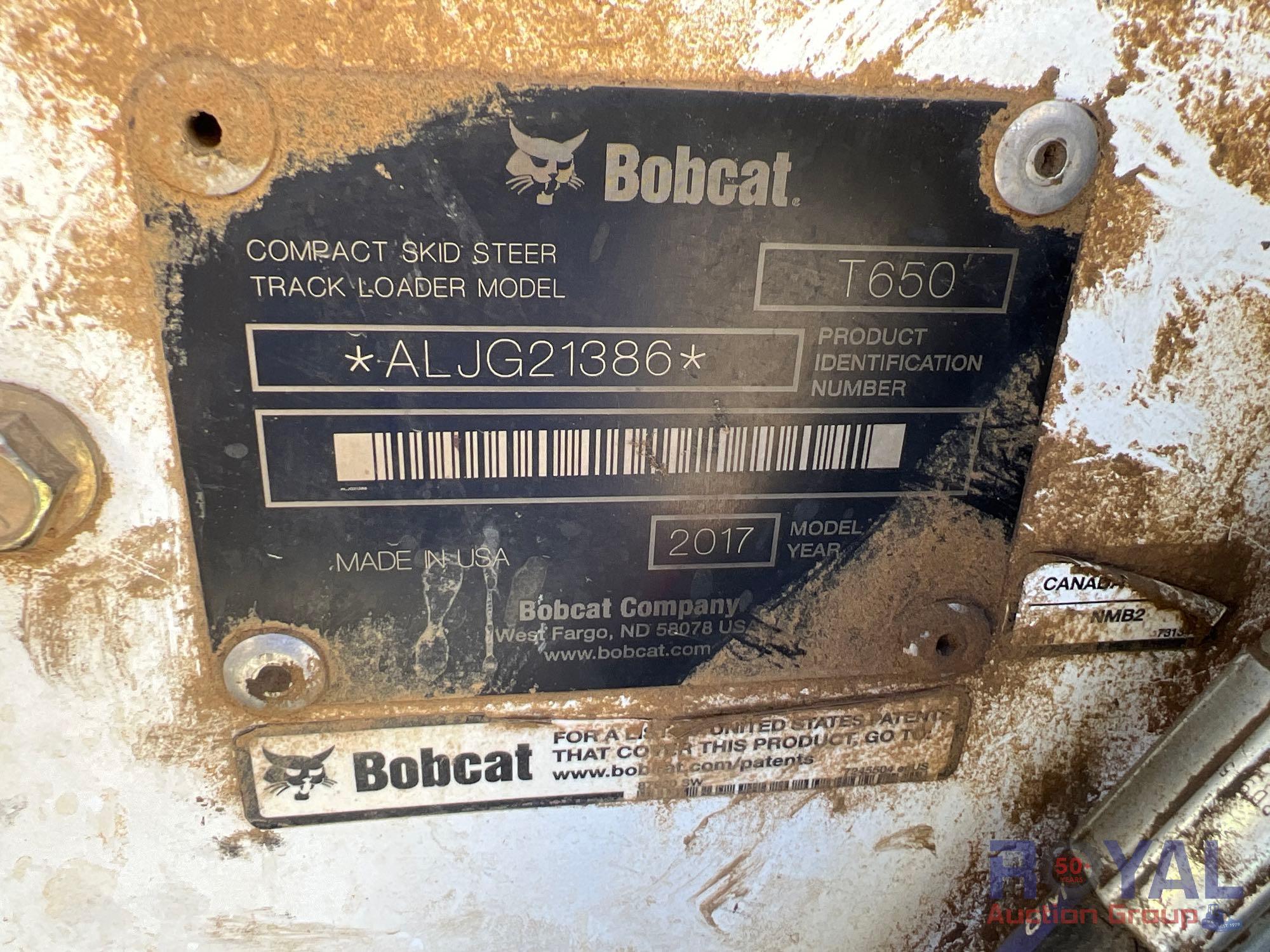 2017 Bobcat T650 High Flow Compact Track Loader Skid Steer