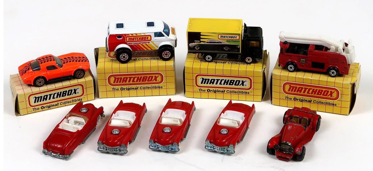 Toy Cars (9), incl Matchbox (5), MB2 Corvette Grand Sport, MB26 4x4 Chevy V