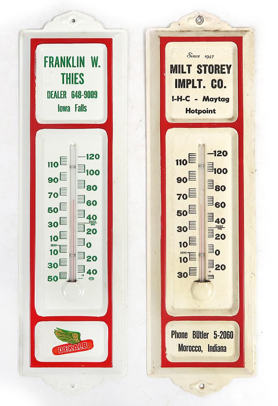 Advertising Thermometers(2), Franklin W. Thies DeKalb Thermometer & Milt St