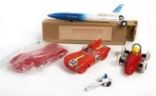 Vintage Toy Race Cars (5), Lindberg Line slot-no motor, 1961 Hawk rubber ba