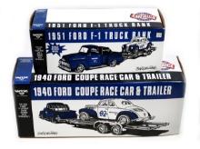 Toy Scale Models (2), 1951 Ford F-1 Truck Bank & 1940 Ford Coupe Race Car w