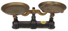 Country Store Countertop Scale, 19th C, cast iron balance type w/two brass