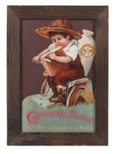 Country Store Ceresota Flour Sign, litho on cdbd diecut of toddler cutting