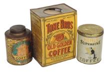 Coffee Tins (3), Kohl's Superfine Steel Cut-Quincy, IL, McLaughlin's-Chicago
