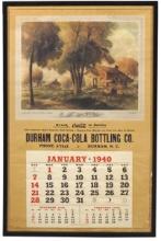 Coca-Cola Bottling Works Calendar, 1940, large litho on paper w/scene of Li