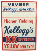 Feed Store Kellogg's "KK" Hybrid Sign, Member Kellogg's Korn Klub, embossed