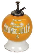 Soda Fountain Howel's Orange-Julep Syrup Dispenser, porcelain w/orig pump,