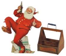 Pepsi-Cola Bottle Carrier & Santa Standup (2), wood double-dot carrier w/wo