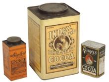 Country Store Cocoa Tins (3), Index Brand Breakfast Cocoa, Montgomery Ward-