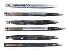 Fountain Pens & Ballpoints (6), all Sheaffer White Dot, 3 Targa w/14k nibs,