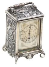 Victorian English Silver Cased Carriage Clock, likely John Baston-London, 1