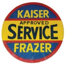 Automobilia Sign, Kaiser Frazer Approved Service, double-sided metal, 3 sma
