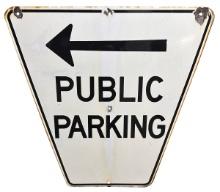 Automobilia Public Parking Arrow Sign, single-sided porcelain, VG both side