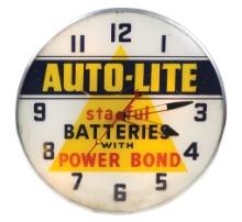 Automobilia, Auto-Lite Clock, lighted "Batteries w/Power Bond", mfgd by Tel