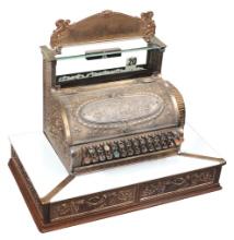 National Cash Register, 2-drawer Saloon Model 39 1/2-2-2 ornate cast brass