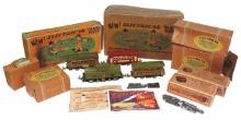 Toy Lionel Train & Electricar boxes, 4-pc passenger set w/engine & Rare 7-p